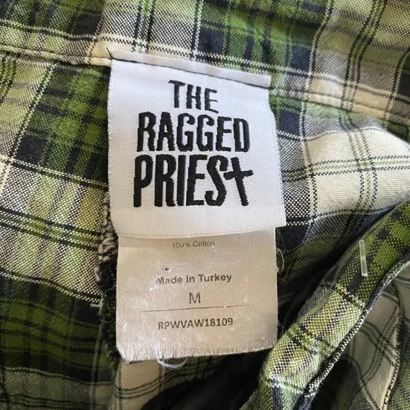 The Ragged Priest Escape Cargo Pants Wide Leg High Waist Plaid Trousers Green - Picture 10 of 10